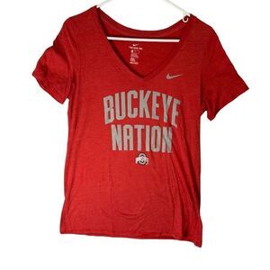 Nike Ohio State Buckeyes Women's V-Neck T-Shirt Medium Red Short Sleeve Athletic